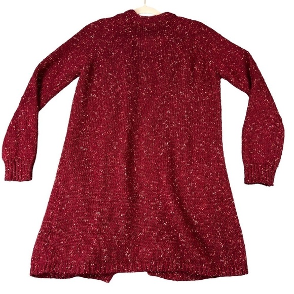Knox Rose Open-Front Cardigan Over-Sized Long-Sleeve Marled Wine Size S - Picture 2 of 8